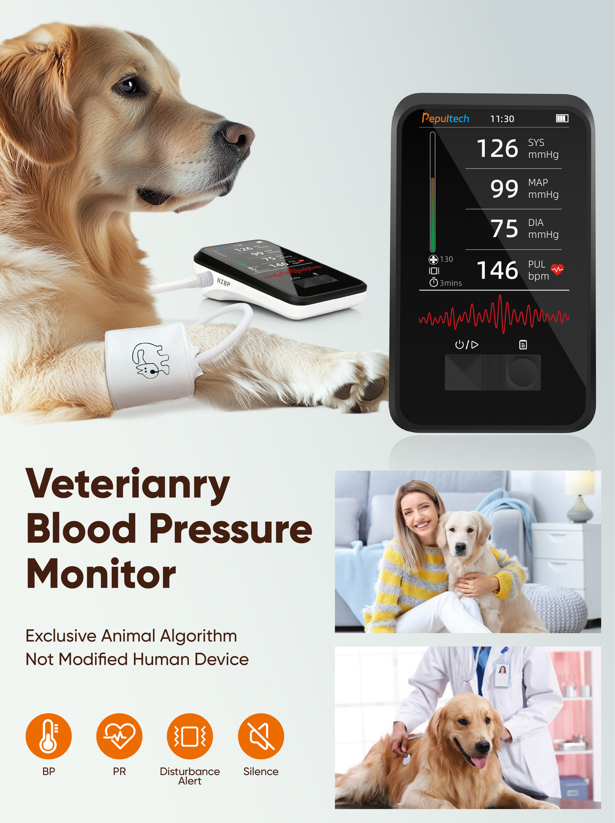 BMN35 Veterinary Blood Pressure Monitor for Dogs & Cats with 5 Cuffs