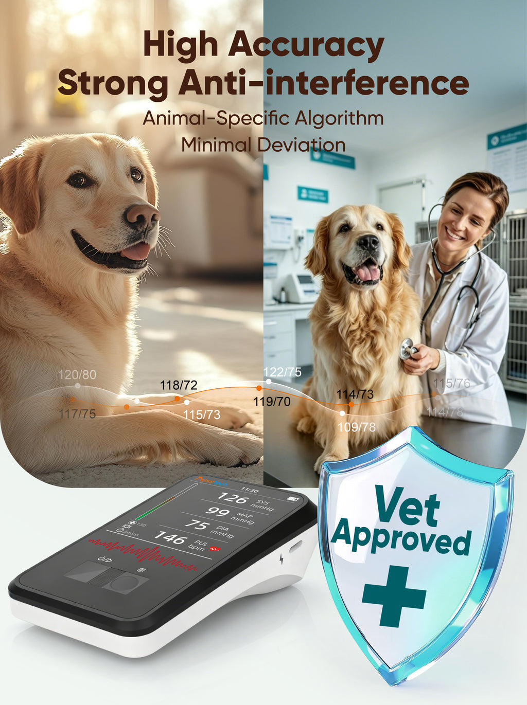 BMN35 Veterinary Blood Pressure Monitor for Dogs & Cats with 5 Cuffs