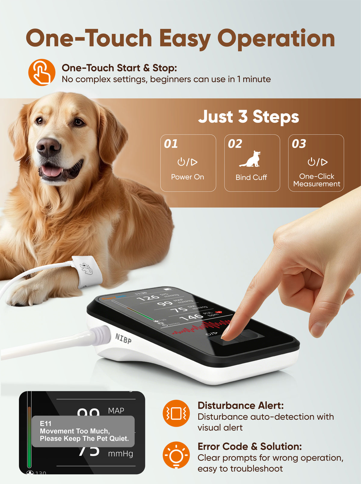 BMN35 Veterinary Blood Pressure Monitor for Dogs & Cats with 5 Cuffs