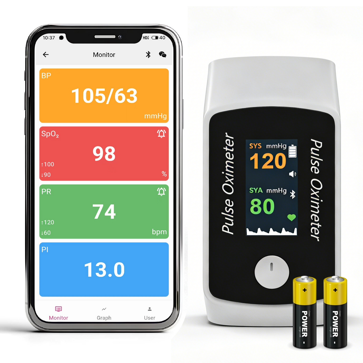 BM1300 2-in-1 Pulse Oximeter with Blood Pressure Trend Monitor